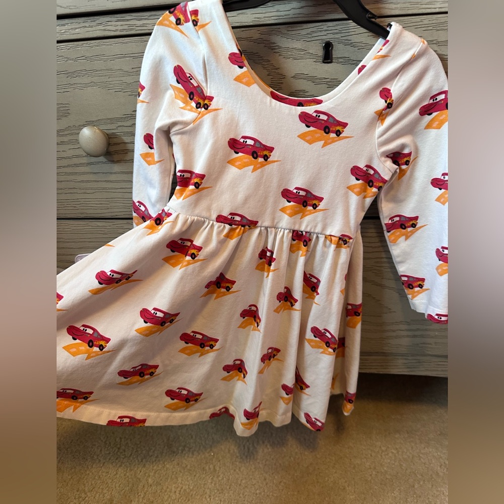 Disney Cars Lightning McQueen Print Dress - White and Red - Picture 4 of 4